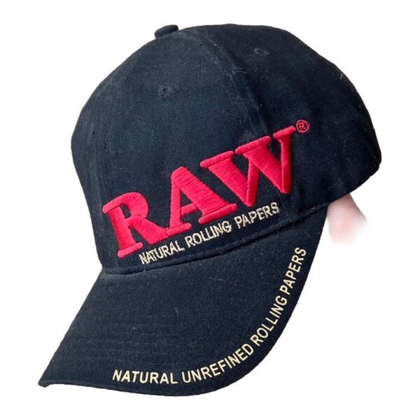 Nwt Vintage Raw Rolling papers Adjustable Snap Back Hat Rare Joint Holder Black - Picture 1 of 7